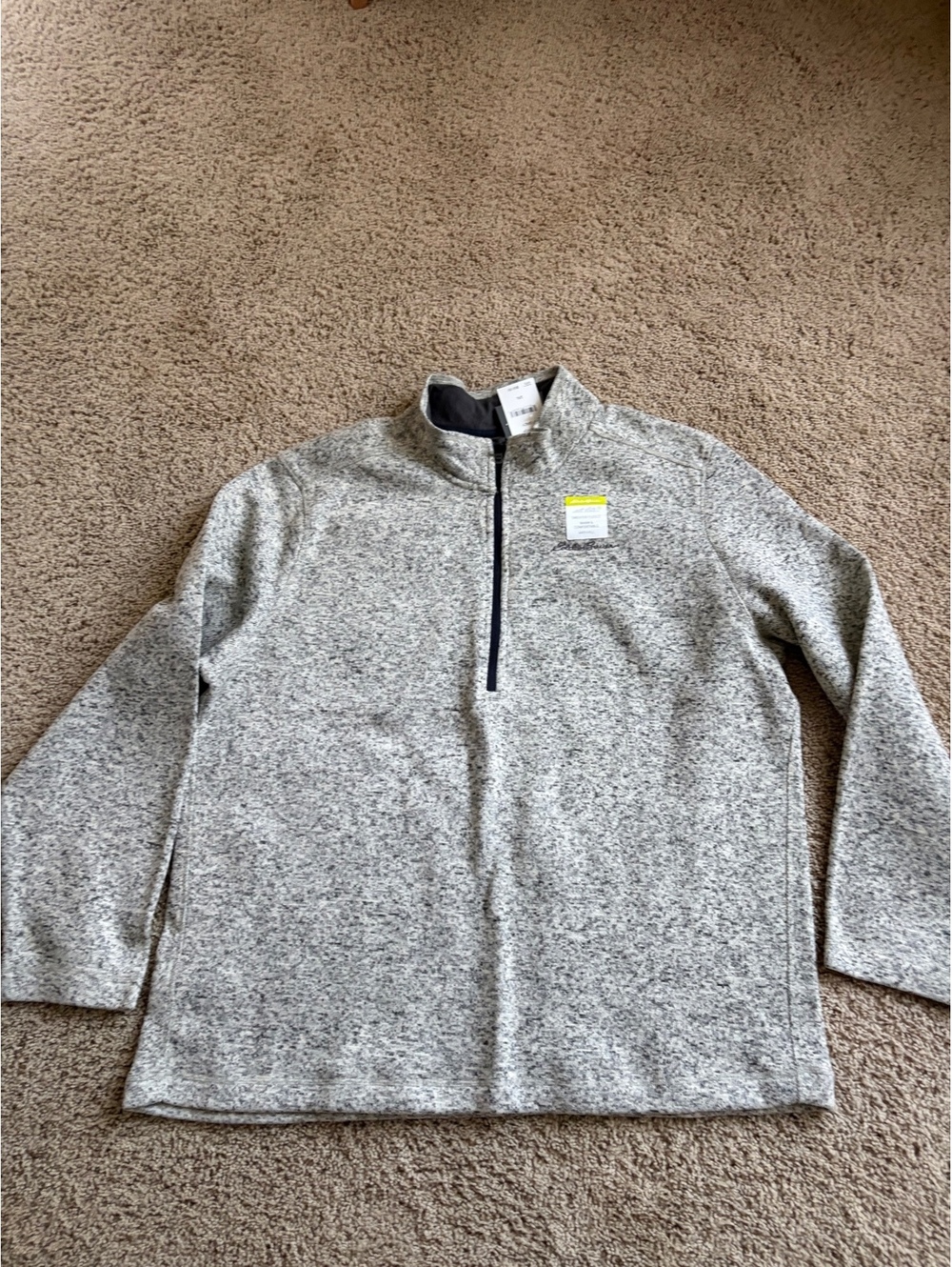 NWT Eddie Bauer Radiator Sweater-Knit Fleece Quarter-Zip light gray 2XL pullover